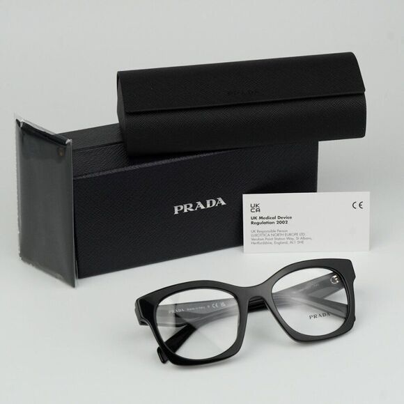 NEW Prada PRA05V 16K1O1 Black Women Cat Eye Eyeglasses PR A05V - Picture 1 of 10
